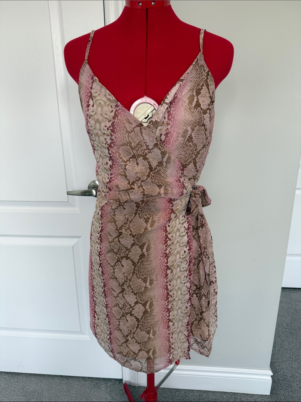 Slip Wrap Dress in Pink Snake Print